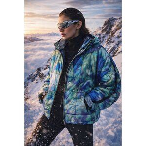 Free People FP Movement Pippa Packable Puffer Jacket Blurry Flower XS New W Tags